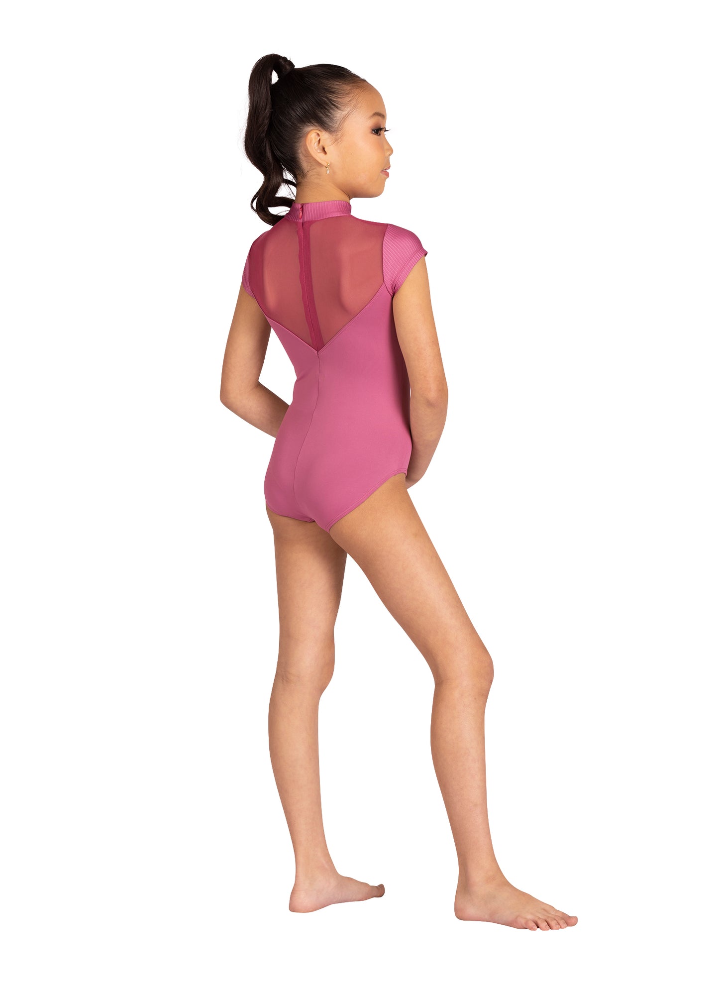 Kids Neve Shiny Rib Cap Sleeve Leotard