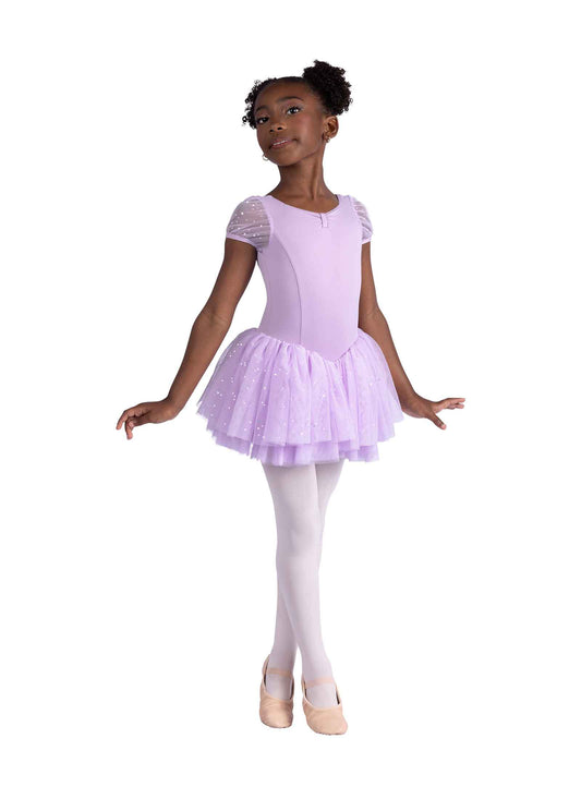 Kids Puff Sleeve Glitter Dress