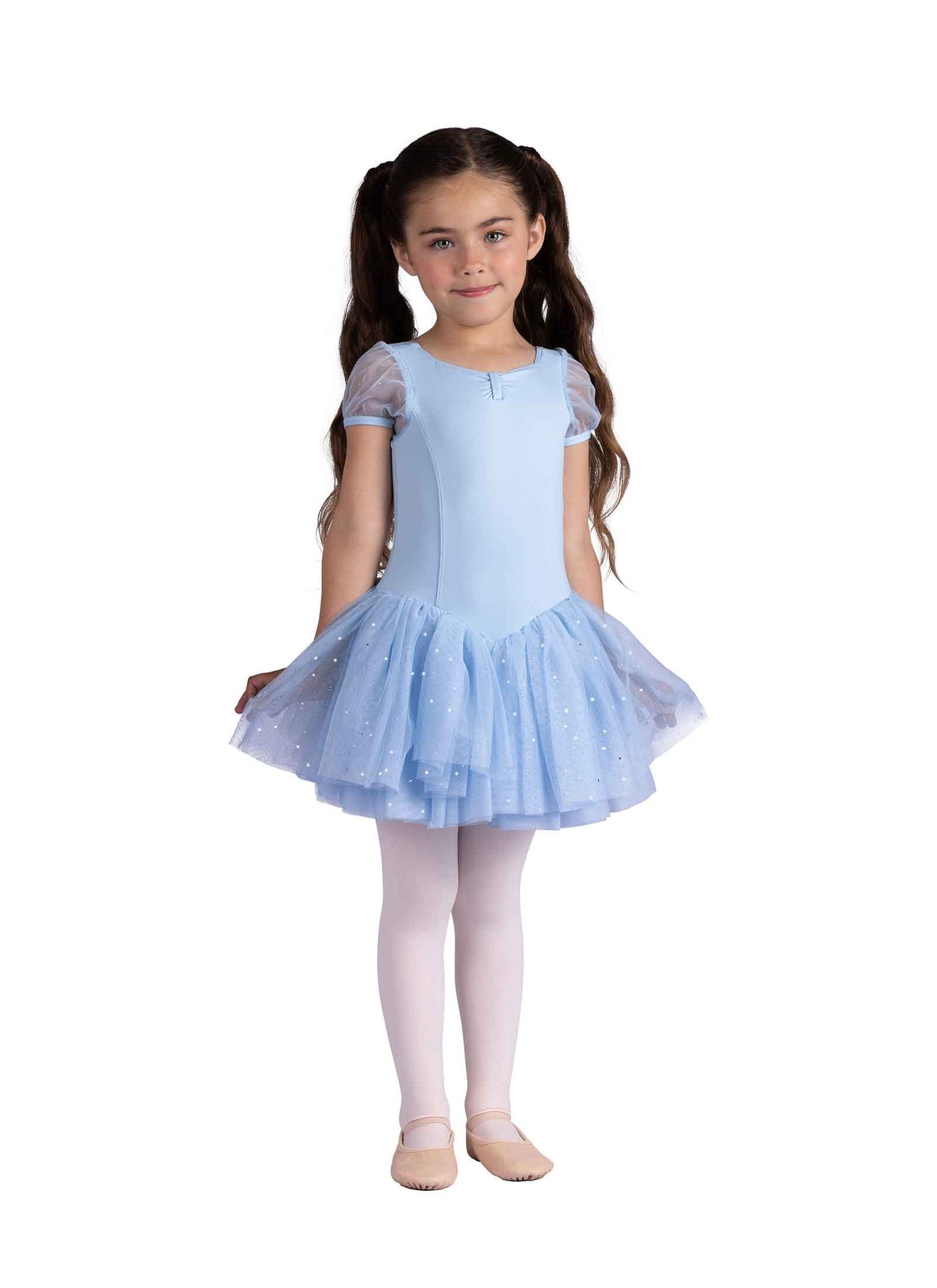 Kids Puff Sleeve Glitter Dress