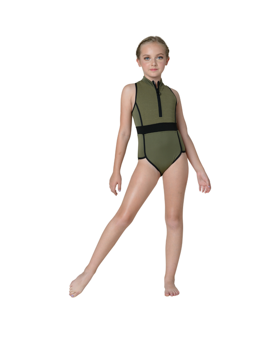 Kids Madison Scuba Leotard With Zigzag Texture