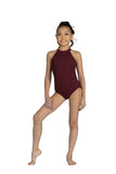 Kids Fallon Ribbed Halter Leotard