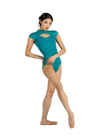 Adult Neve Shiny Rib Cap Sleeve Leotard