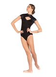 Adult Neve Shiny Rib Cap Sleeve Leotard