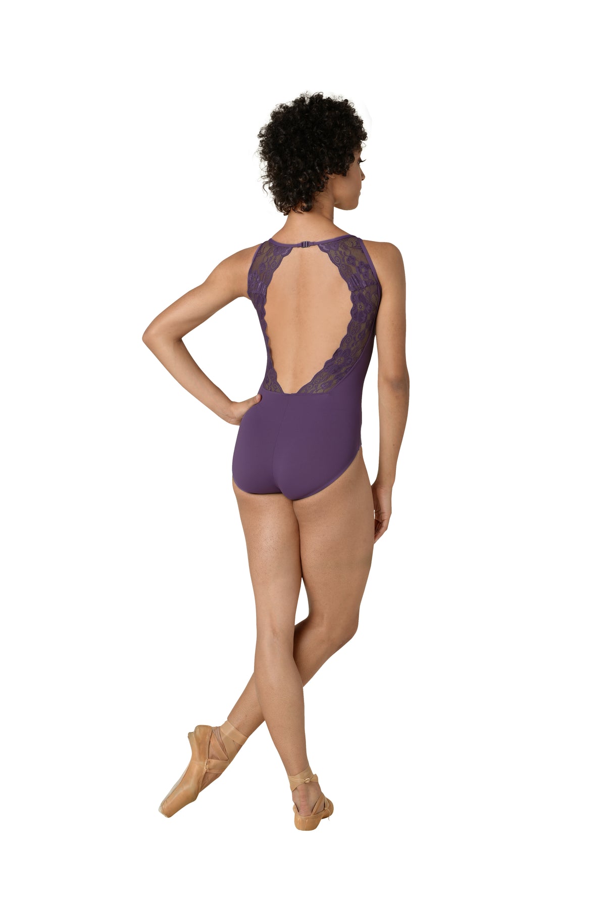Adult Large Tank Style Lace Leotard with Built-In Bra - Amethyst