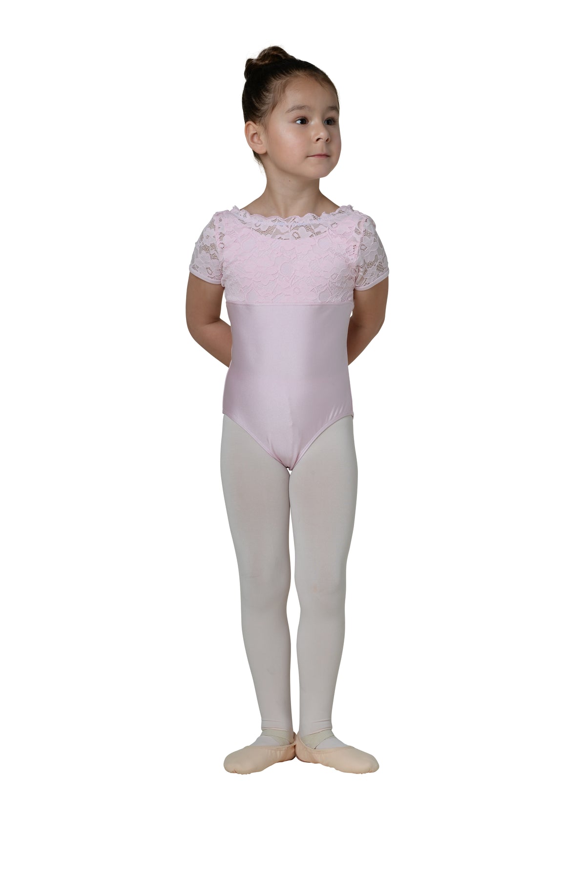Kids Clara Cap Sleeve Leotard With Scalloped Lace