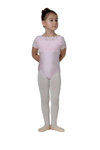Kids Clara Cap Sleeve Leotard With Scalloped Lace