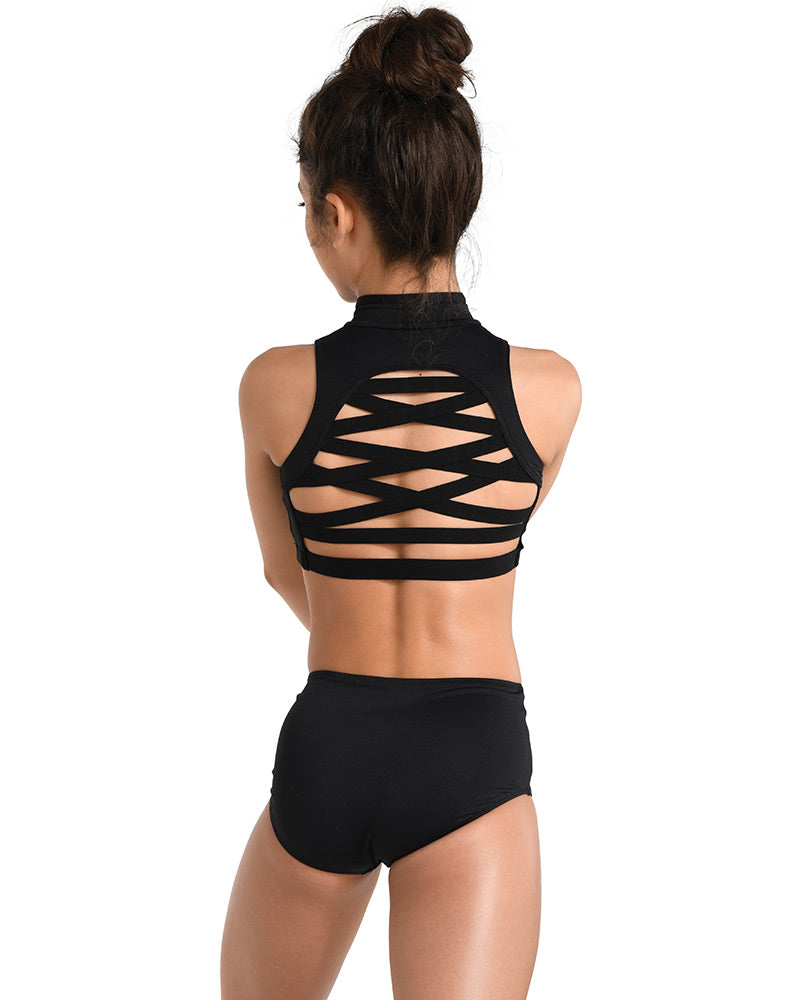 Zipper Front Crop Top | Black Zip Front Top | Danznmotion