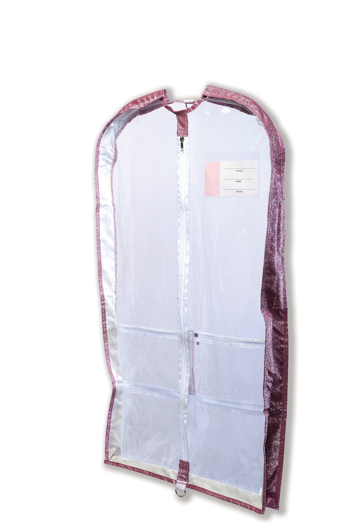 Sparkly Pink Clear Garment Bag